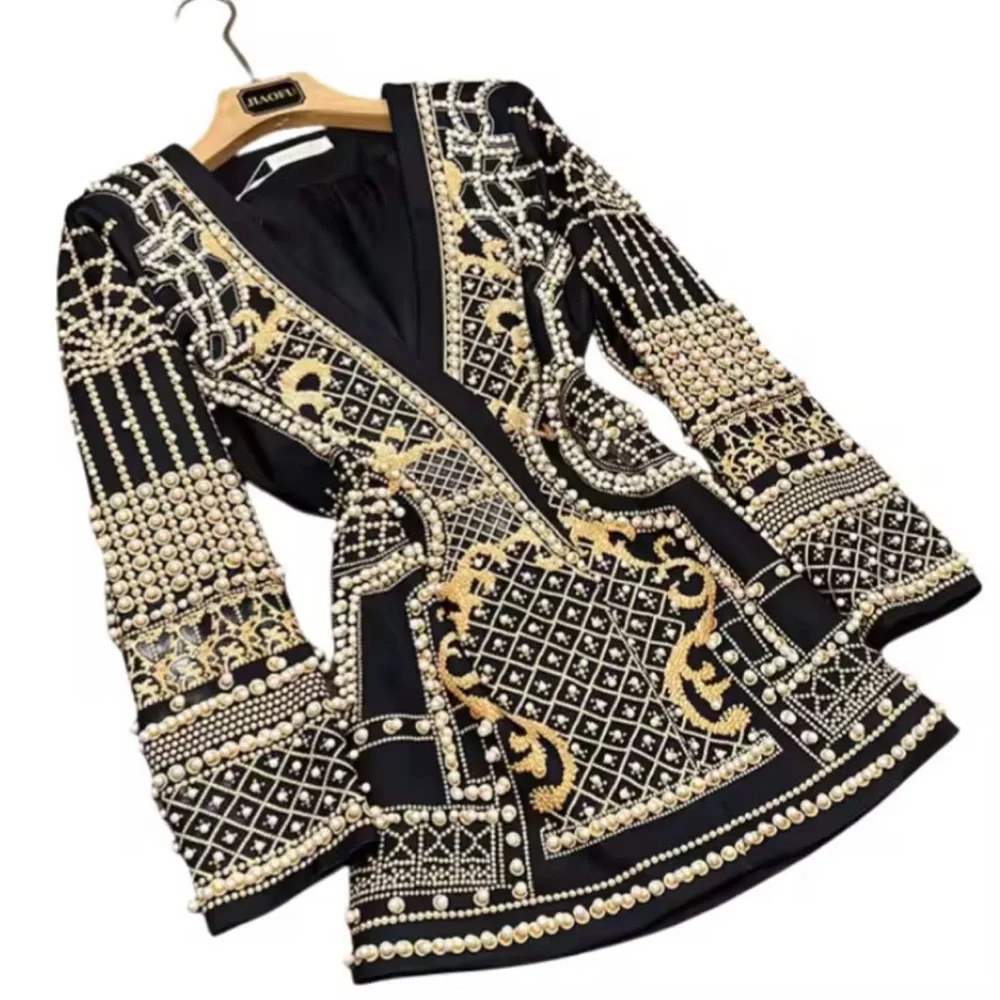 Intricate Black and Silver Women's Blazer - Picture 2 of 7